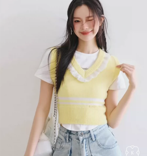 Kroche官方授权 管珠logo木耳边V...