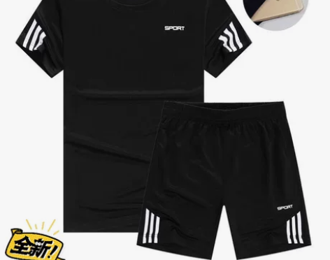 夏季运动套装男休闲跑步服短袖T男士运动衣训...