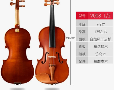 红棉小提琴初学者儿童专业级大学生入门成人V...