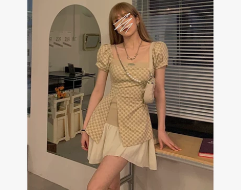 DREAM SEVEN77 方领短袖连衣裙...