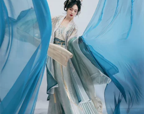 新款月寒寄音春夏季宋制汉服女古装齐腰大袖重...