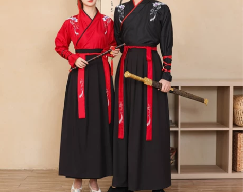 改良古装汉服女中国风仙气武侠服古风交领男学...