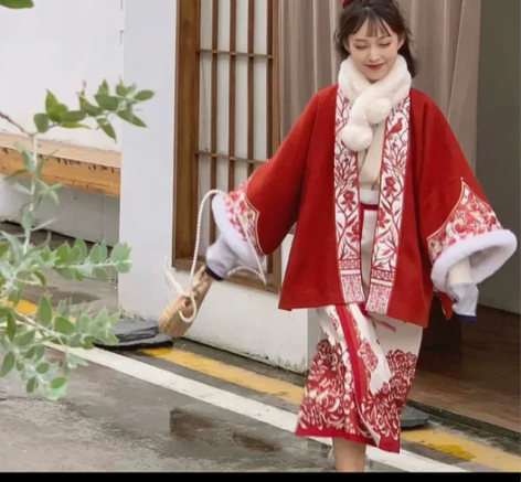 七月夕 织祈 改良宋制半臂飞机袖短衫呢子窗...