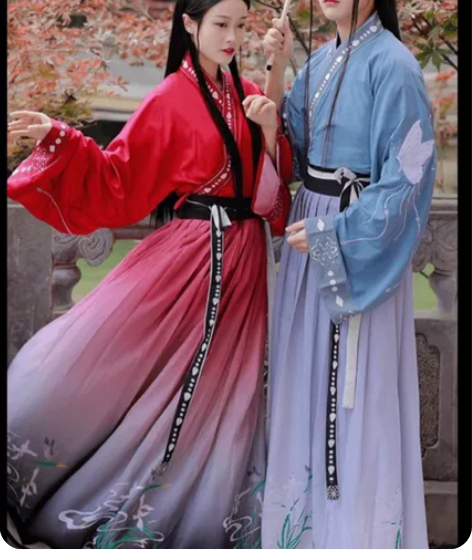 五五年佩兰赋汉服魏晋风 蓝色裙儒上s下m古...