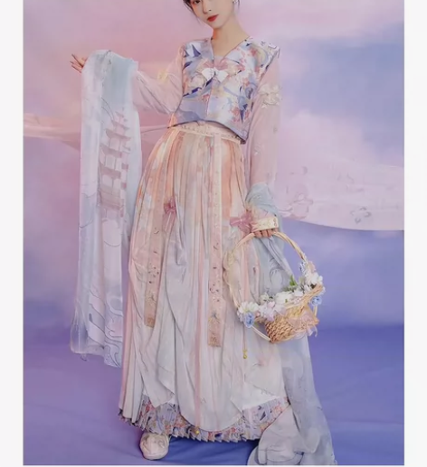 七月夕【兮夜遗珠 】九州华裳秀场款 粉色百...