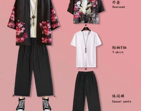 夏季三件套道袍男学生潮流帅气汉服男一整套古...