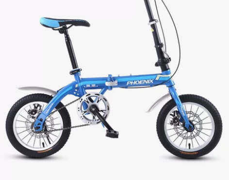 凤凰折叠自行车女式14寸女孩单车6-10-...