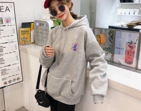 棒球小熊卫衣灰色薄款韩版男女同款 L码 3...