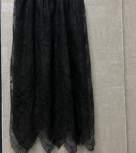 全新孤品 2022秋冬黑色针织蕾丝两面穿半...