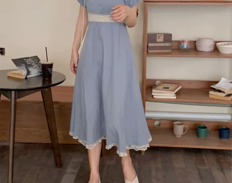 大码女装2021夏季法式复古胖mm显瘦方领...