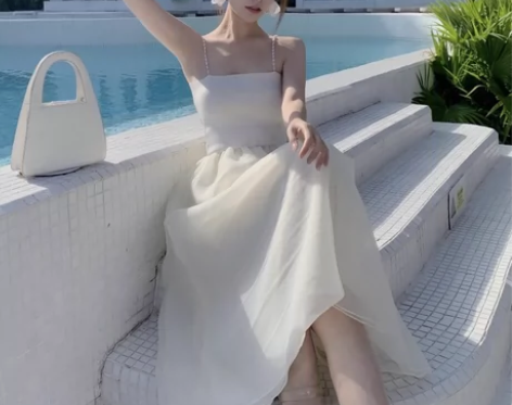 秋冬打底仙女裙 杏色温柔风氛围感连衣裙 细...