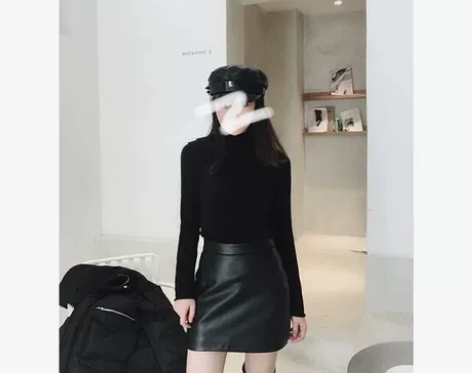 黑色小皮裙女秋冬ins超火高腰包臀裙子半身...