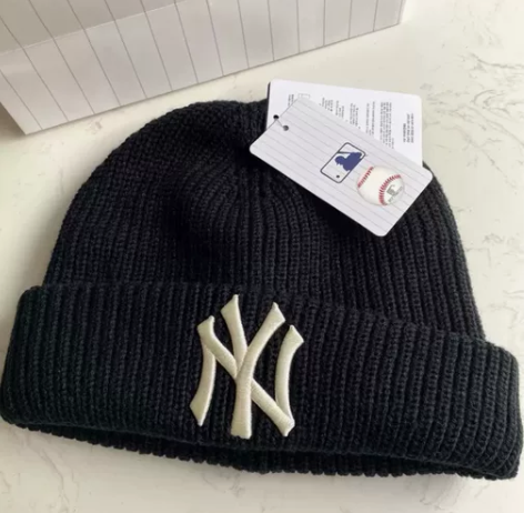 MLB 棒球针织毛线帽 黑白色百搭配色 帽...