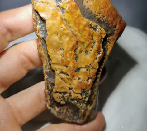 戈壁老皮沙漠漆观赏石～《凤求凰》 黄金重彩...