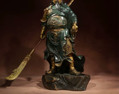 佛香天逸 彩铜武圣关公神像摆件关公大刃武财...