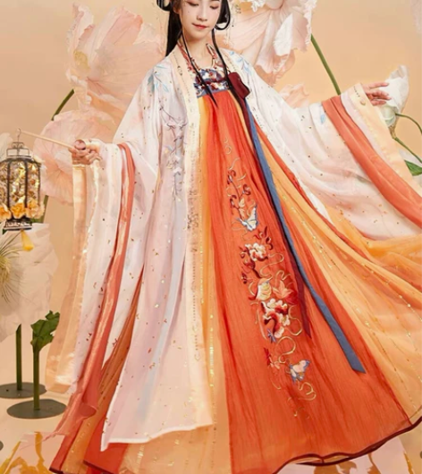 汉尚华莲满庭花改良汉服齐胸褶裙重工刺绣近7...