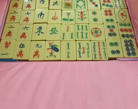 老麻将牌挺迷你的，一个色子， 很沉厚重，材...