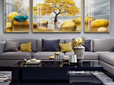 【咨询享降价】挂画装饰画客厅卧室轻奢布艺北...