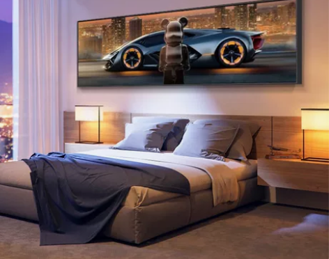 潮流暴力熊挂画客厅沙发背景墙装饰画汽车主题...