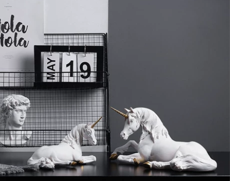 独角兽北欧创意人物天使石膏雕塑摆设家居客厅...