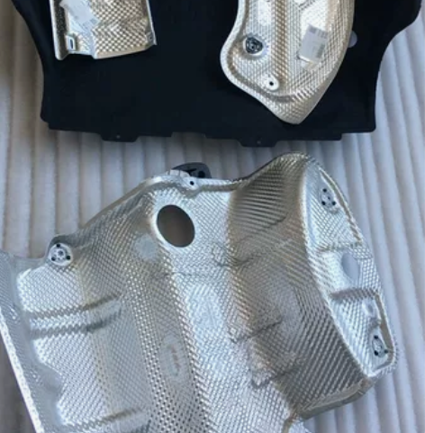 迈腾b8l改装尾喉铝护板 铝隔热板 毛毡护...