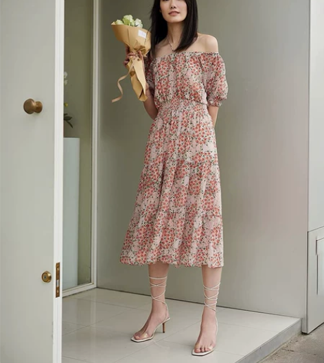 洛可可/ROCOCO2021夏一字森女碎花...