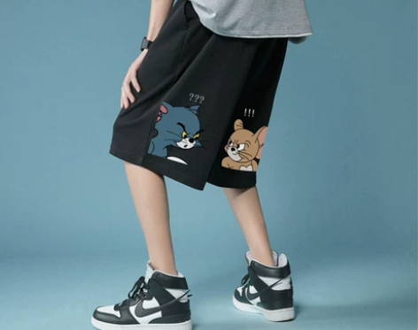 卡通短裤男夏季薄款宽松运动马裤篮球美式大裤...