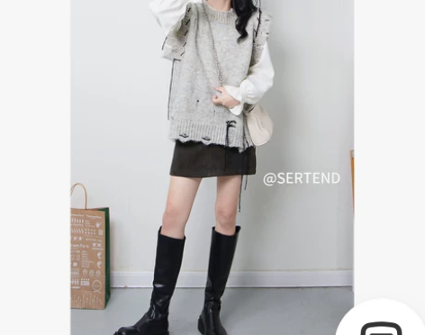 SERTEND高级感叠穿马甲背心女针织慵懒...