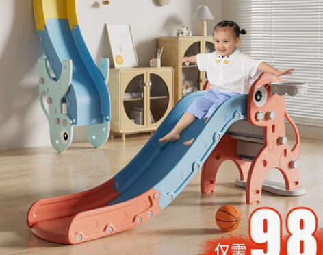 迈奇滑滑梯儿童室内家用2至10岁宝宝折叠多...