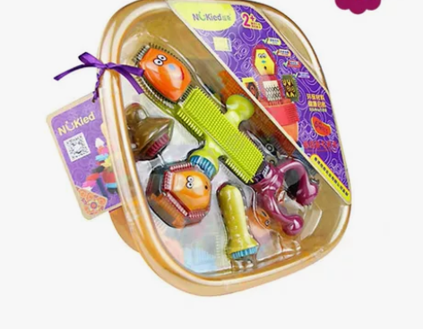 鬃毛积木拼装玩具男孩益智手工拼插69粒儿童...