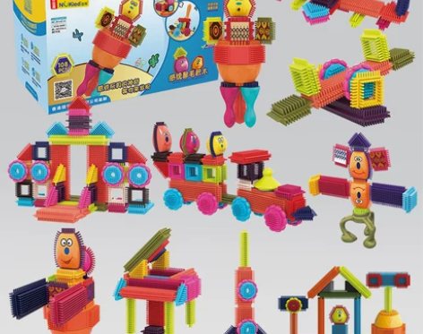 勾勾手 鬃毛积木儿童玩具益智3-6岁拼装组...