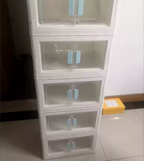 白菜价处理免安装透明双开门折叠箱收纳柜子塑...