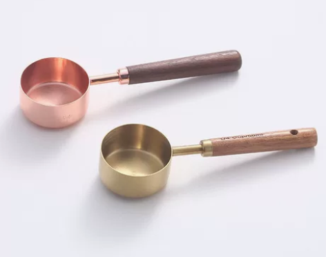 玫瑰金色咖啡粉勺60毫升金色量勺木柄 外贸...