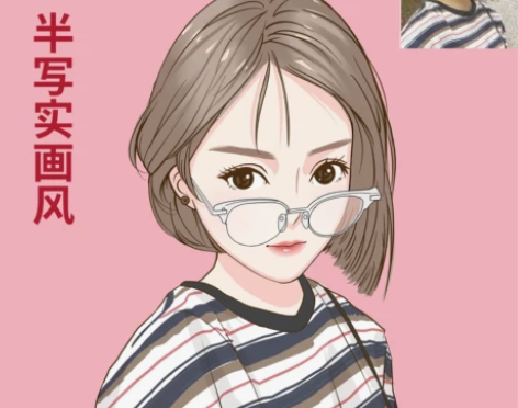 设计半写实Q版漫画头像微信可爱肖像卡通漫画...