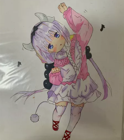 纯手绘动漫画，手绘康娜，马克笔画，16k ...