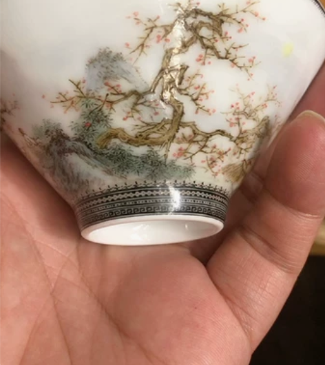 景德镇吴景平老师粉彩山水斗笠主人杯 全新 ...