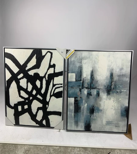 现代简约手绘肌理油画侘寂风挂画抽象客厅装饰...