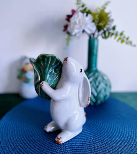 孤品 外贸 高温瓷 做旧 兔子抱白菜 收纳...