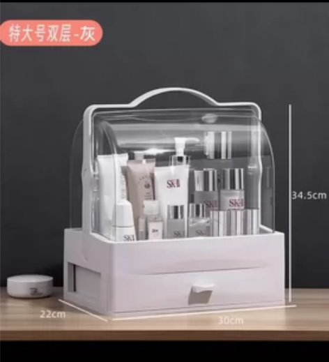 防尘化妆品收纳盒亚克力桌面抽屉式口红刷梳妆...