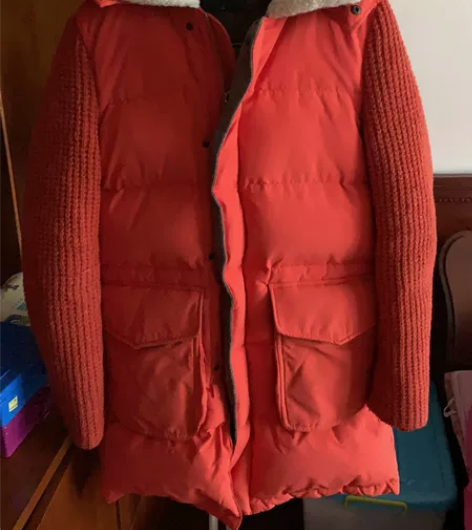 太平鸟男款冬季加厚羽绒服针织拼接款羊羔毛领...
