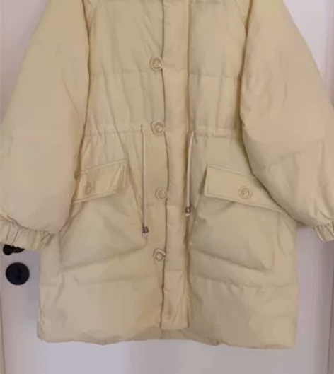 暖黄色羽绒服女款宽松连帽马卡龙色 新旧程度...