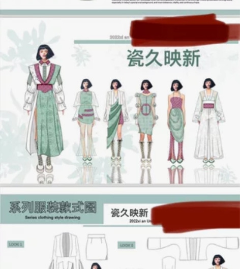 出 服装设计 4套实物 方案册 剩余面料 ...