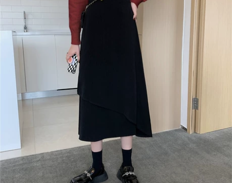 3XL  适合秋冬的不规则半身裙宽松a字大...