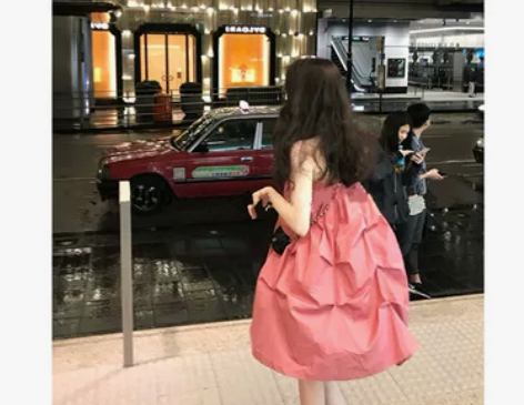 花苞连衣裙2020春夏装吊带裙褶皱设计仙女...