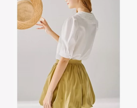 Oece夏装新款女装 甜甜减龄复古清新高腰...