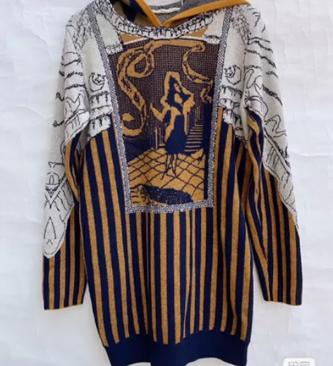 谜底全新20冬季复古连帽针织羊毛连衣裙 1...