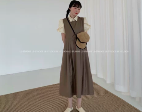 iam静芝芝芝 日系女宽松背带裙春季长款过...