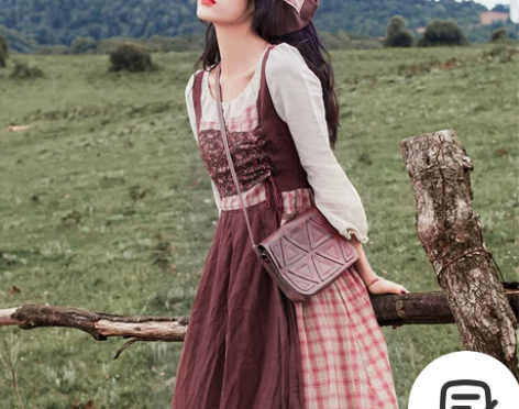 大草原拍照服装森系田园风连衣裙子民族风新疆...