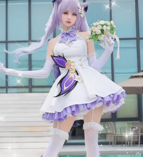 预售 初兽猫家刻晴花嫁cos服m服 有假发...