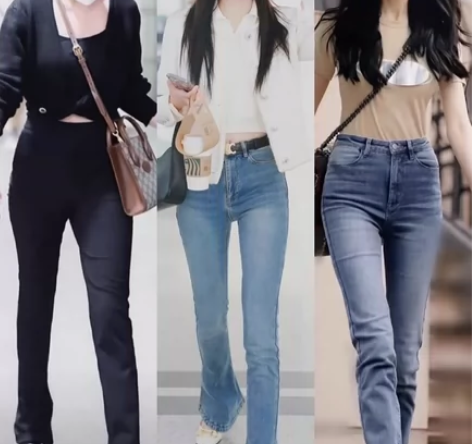 Ther马蹄裤显瘦显高高腰黑色修身微喇叭长...